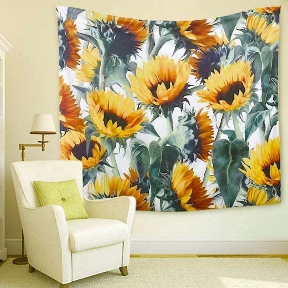 Bohemian Sunflower Floral Botanical Indie/Hippie Tapestry/Decor/Festival Mat